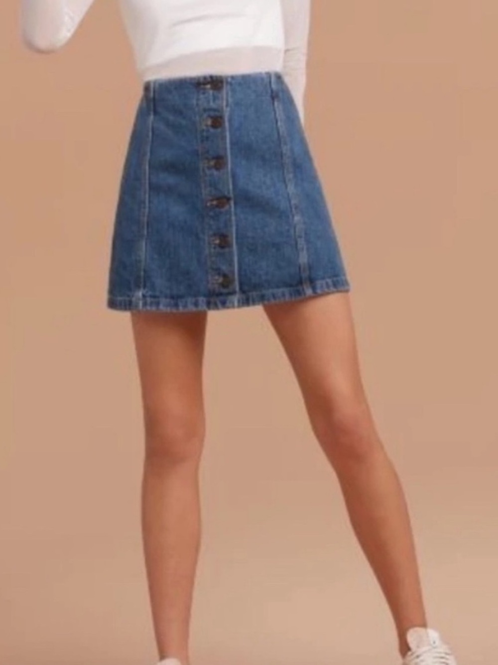 Aritzia Wilfred Free Ahrens Blue Demin Jean Button Front Mini Skirt Sz. 2